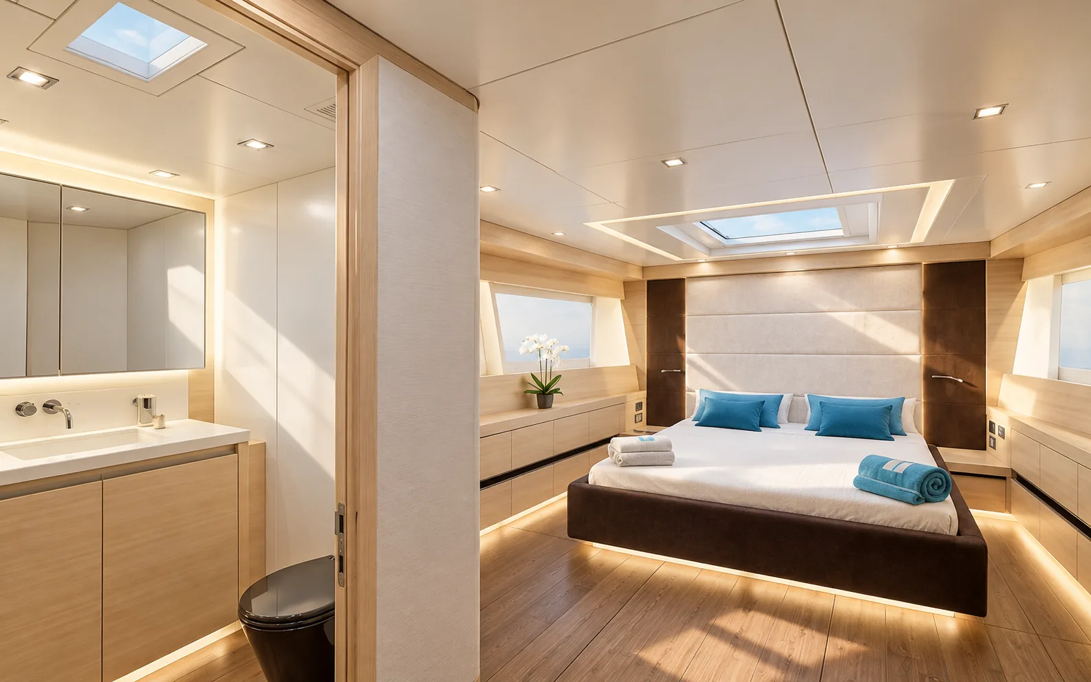 The owner’s cabin with its own bathroom